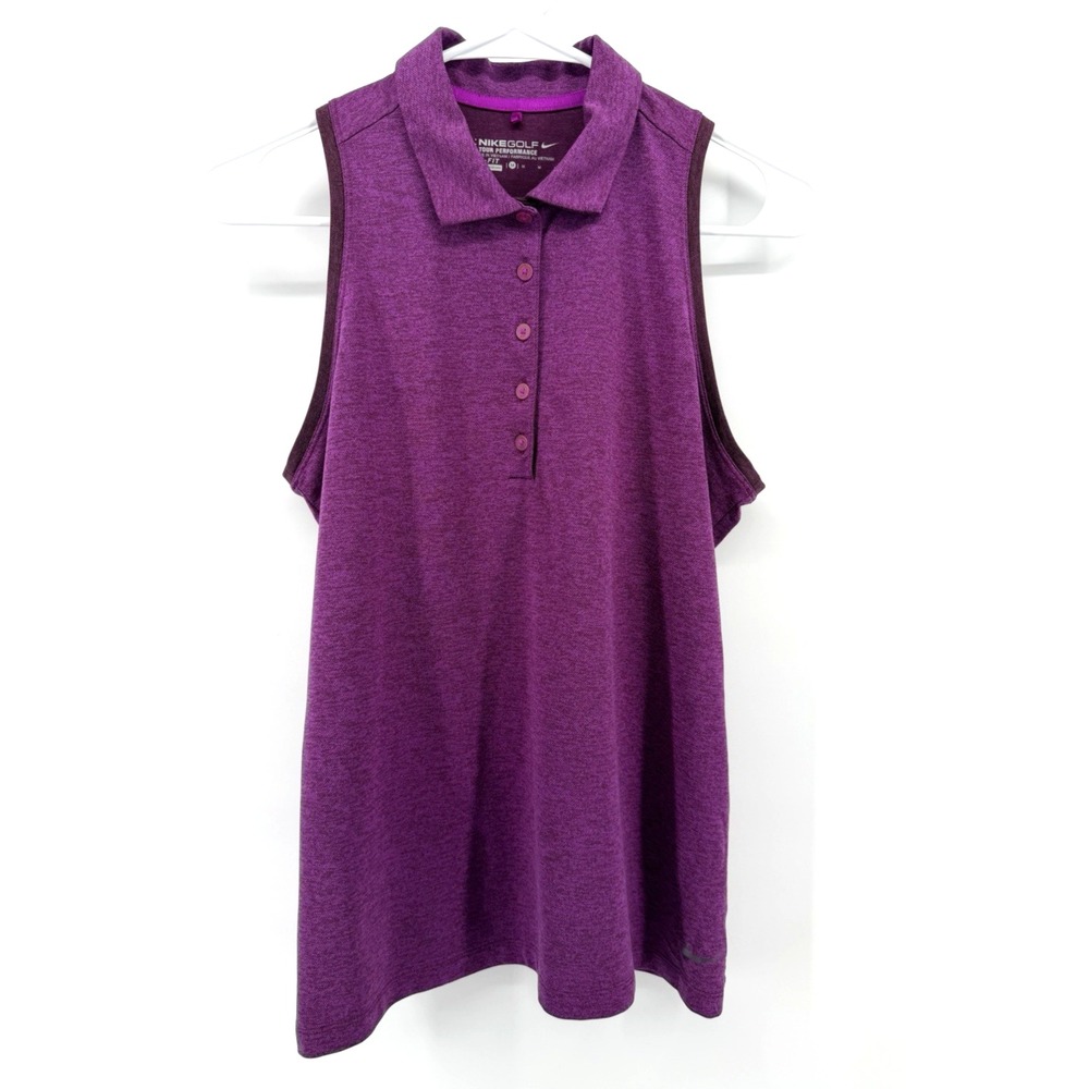 Nike Golf Dri Fit Polo Tank Top Tour Performance Purple Athletic Sport Women M